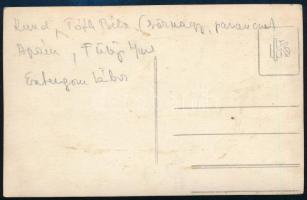 cca 1920-1930 Esztergom-Tábor, tisztek csoportképe (köztük Tóth Béla parancsnok), fotólap, a hátolda...