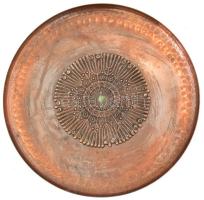 Retro iparművészeti bronz falitál, kis kopással, d: 23,5 cm