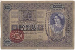 1918. 10.000K piros &quot;MAGYARORSZÁG&quot; felülbélyegzéssel, &quot;1008 14712&quot; egyik oldala magyar, a másik német nyelvű T:F kis szakadások Hungary 1918. 10.000 Korona with red &quot;MAGYARORSZÁG&quot; overprint, &quot;1008 14712&quot; one side is in Hungarian, the other is in German C:F small tears Adamo K40