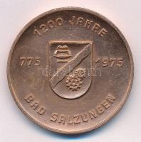 Németország / NSZK 1975. &quot;Bad Salzungen 775-1975&quot; kétoldalas Br emlékérem (40mm) T:1-,2 patina, ph, karc Germany / GFR 1975. &quot;Bad Salzungen 775-1975&quot; two-sided Br commemorative medallion (40mm) C:AU,XF patina, edge error, scratch