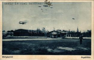 1934 Budapest XVI. Mátyásföld, Repülőtér, repülőgépek (EK)