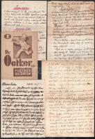 cca 1930-1940 Dr. Oetker-féle filléres receptek (sütemények), 16 p. + Kézzel írt receptek 4 lapon (közte egy német nyelvű is)