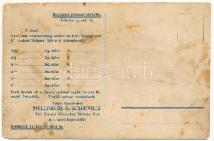 Budapest IX. Mellinger és Schwarcz Első Gyulai Gőzmalom Reisner Ede rt. liszt lerakata, vezérképvise...