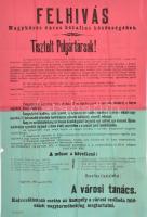 1908 Nagykőrös az 1848-as forradalom 60. évfordulójára rendezett ünnepség nagy méretű plakátja, Jó állapotban, hajtva 60x100 cm