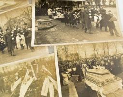 8 darab fotó Nagy Béla temetéséről, André Kertész Sajtófotó Képszolgálat készítésével, kis hullámoso...