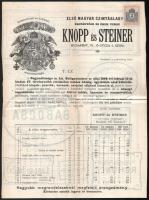 1898 - Knopp és Steiner Czímáblagyár, Ércöntöde és Érem verde reklám nyomtatvány tábla mintákkal 4 p