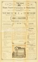 1904 Temesvár Niemetz. W. F. - Városi díszkert képes reklám nyomtatvány. 46x32 cm
