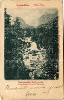 1898 (Vorläufer) Tátra, Magas-Tátra, Vysoké Tatry; Nagy-Tarpataki felső vízesés. Divald Adolf 15. / Gross-Kolbacher oberer Wasserfall / waterfall (EM)