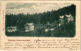 1899 (Vorläufer) Stószfürdő, Stoósz-fürdő, Kúpele Stós; nyaralók. Wlaszlovits Gusztáv kiadása / villas, spa (EB)