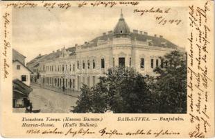 1907 Banja Luka, Banjaluka; Herren-Gasse, Kaffe Balkan / street view, Café Balkan (Rb)