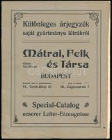 cca 1900 Különleges árjegyzés saját gyártmányu létrékról. Mártai, Feik és Társa. Budapest Zsigmond tér. 28p. Hajtva