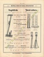 cca 1900 Különleges árjegyzés saját gyártmányu létrékról. Mártai, Feik és Társa. Budapest Zsigmond t...