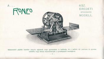 cca 1900 Roneo rotációs sokszorosító nyomda gép képes ismertetője és reklámja 24p
