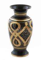 Csiszolt mintával indiai réz váza, jelzés nélkül, kis kopással, m: 15 cm