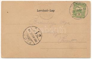 1902 Trencsén, Trencin; Vár 200 évvel ezelőtt. Szecessziós címeres litho, Gansel Lipót kiadása / cas...