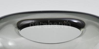 1957 Holmegaard skandináv szív formájú füstüveg váza, vastag anyagú eredeti retro skandináv üveg, al...