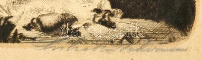 Prihoda István (1891-1965): Női akt. Rézkarc, papír, jelzett. Dekoratív, üvegezett fakeretben. 24x26...