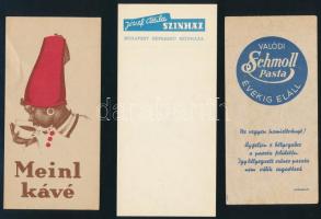 9 db vegyes számolócédula (Meinl kávé, Palma, Emergé, stb.)