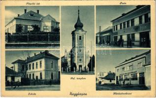 Nagykapos, Velke Kapusany; Püspöki lak, posta, iskola, református templom, hitelszövetkezet / bishops residence, school, Calvinist church, credit union