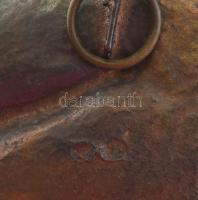 Nőalakos bronz ékszertartó tálka, akasztható, jelzés nélkül, 19x9 cm