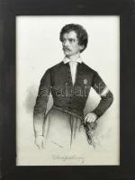 cca 2000-2020 Petőfi Sándor portréja, Barabás Miklós után, modern nyomat, papír, jelzett a nyomaton, 49x32 cm. Üvegezett fakeretben.