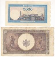Románia 1943. 5000L + 1945. 10.000L T:F
Romania 1943. 5000 Lei + 1945. 10.000 Lei C:F