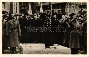 1938 Kassa, Kosice; bevonulás, Horthy Miklós kormányzó, Purgly Magdolna, Lord Rothermere / entry of the Hungarian troops, Horthy, Purgly, Rothermere