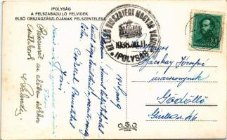 1938 Ipolyság, Sahy; bevonulás, Felvidék első országzászlójának felszentelése / entry of the Hungari...