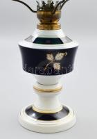 Wallendorf petróleumlámpa, porcelán, kétrétegű üveg búrával, hibátlan m: 49 cm