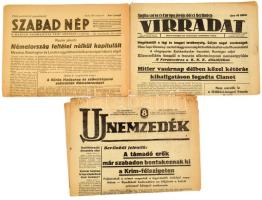 1940-1945 3 db újság A Szabad Nép, az Új Nemzedék, Virradat