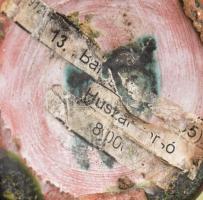 1935 Balogh László: Huszár korsó. Mázas kerámia, etikett jelzéssel, minimális kopással, m: 23 cm