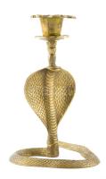 Kobra figurális gyertyatartó, bronz, jelzés nélkül, m: 16 cm