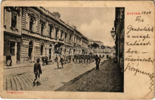 1904 Nyitra, Nitra; Telegdy utca, Engel Udvar, Bernstein Salamon üzlete, katonák / street, shops, soldiers (Rb)