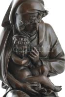 Ismeretlen szobrász: Szűz Mária a kis Jézussal. Öntött bronz szobor, fém talapzaton, jelzés nélkül, ...