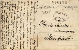 1917 Eperjes, Presov; Leány tanulók a téren, Lintner A. utóda Szétsényi Gyula és Goldfinger Samu üzl...