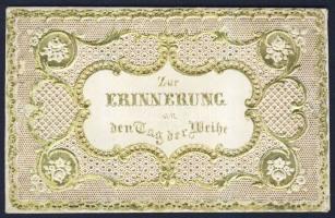 cca 1900 Dombornyomott csipke-boríték üdvözlőlapnak / Embossed litho embroided envelope for greeting card 12x8  cm