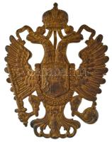 ~1900. Osztrák császári címert mintázó aranyozott bronz sisak vagy táskajelvény (98x76mm) T:XF kopott aranyozás