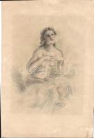 E. Lelková 1953 jelzéssel: Női akt vegyes technika 21x32 cm