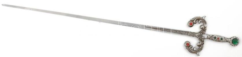 Spanyol dísztőr replika, kopással, jelzéssel, kő berakással, h: 80 cm