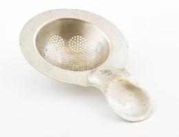 Régi alpakka teaszűrő, jelzett, 14,5x9,5 cm