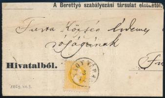 1869 2kr nyomtatvány darabon "NAGYVÁRAD"