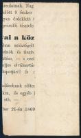 1869 2kr nyomtatvány darabon "NAGYVÁRAD"