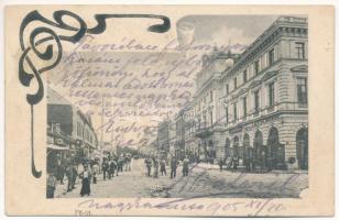1905 Nagykanizsa, Fő út, Alt és Böhm üzlete és saját kiadása. Art Nouveau (ázott / wet damage)
