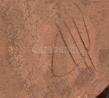 Retró sárga-barna kerámia tálka / hamutartó, alján jelzett, peremén kis lepattanásokkal, d: 14 cm