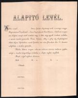1868 Az Országos Magyar Képzőművészeti Társulat alapító levele, kitöltetlen. + a Társulat tagjainak névsora 8 p.