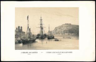 cca 1840 J. Alt: Gőzhajók alsó kikötője Pesten litográfia / Lithography 18,5x12,5 cm