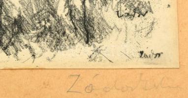 Zádor István (1882-1963): Tihany. Litográfia, papír, kartonra kasírozva, körbevágva, utólagos jelzés...