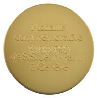 Svájc 1982. "II. János Pál pápa Genfben" kétoldalas, aranyozott fém emlékérem eredeti dísz...