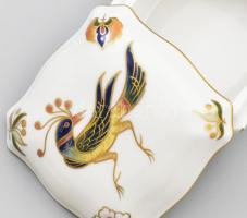 Zsolnay Főnix mintás ékszertartó doboz, kézzel festett, jelzett (Szabó Kinga), hibátlan, 7,5x7,5x4,5...