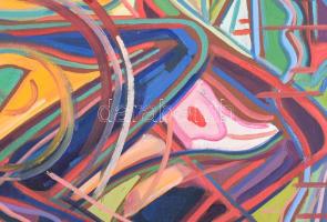 Kozma István (1937-2020): Szerelem (cím nélkül). Olaj, vászon, a hátoldalon pecséttel jelzett, 88×60...